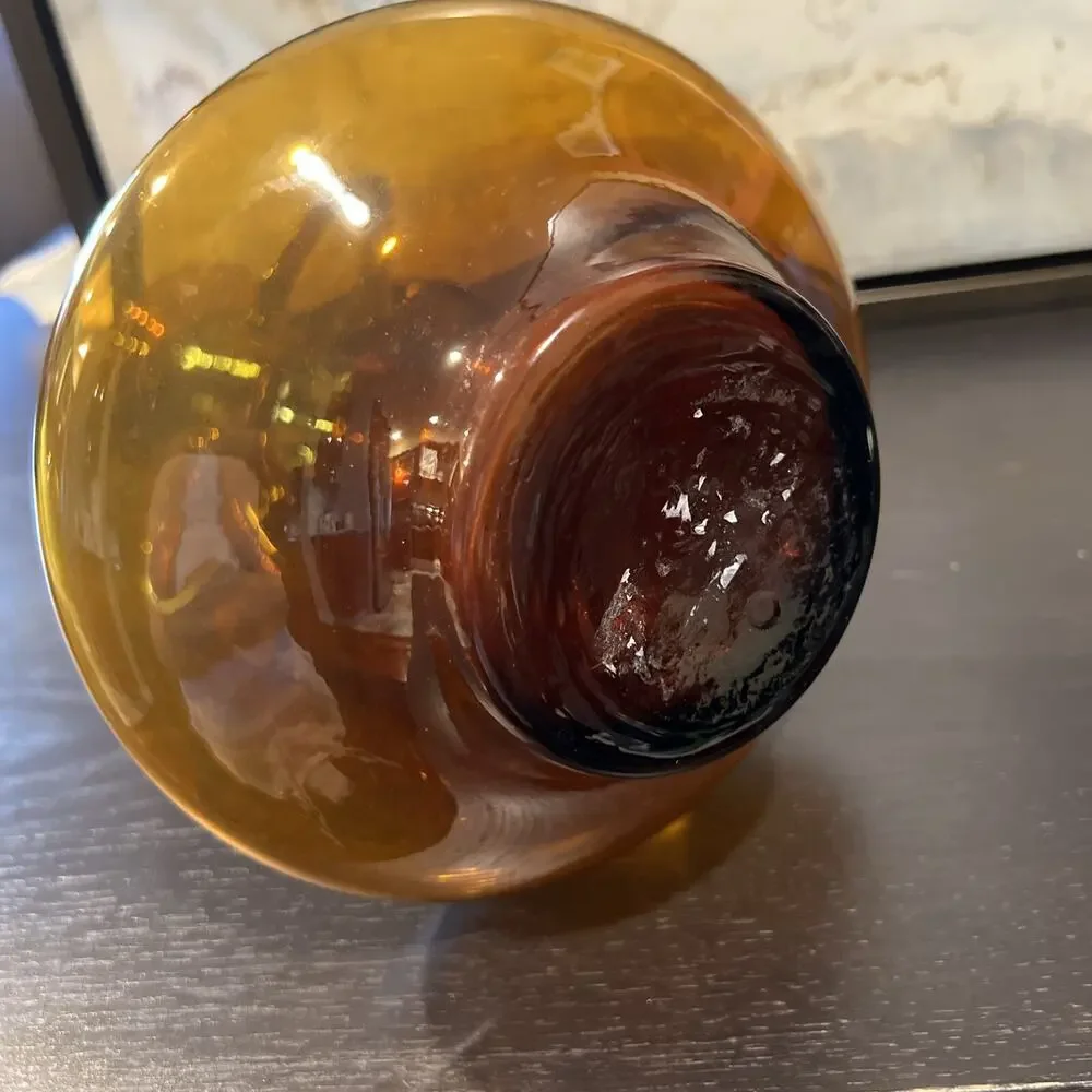 Vintage AMBER HARVEST GOLD Double Handled Mid Century 11.5
